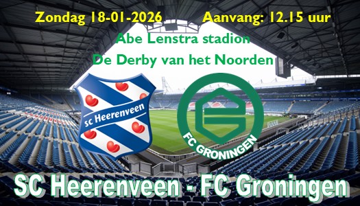 SC Heerenveen verliest de Derby van het Noorden van FC Groningen