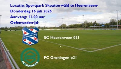 SC Heerenveen o21 oefent morgen